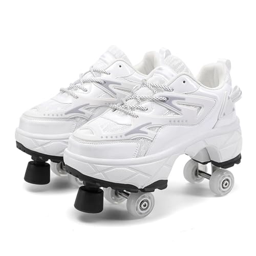 Girls' Roller Skates with Wheels, Children's Roller Skates, Adjustable Kick Wheels Trainers, Outdoor Fun and Adventure, Birthday Gift,Blanc-35 von GRFIT