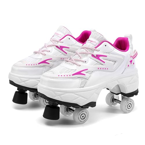 Girls' Roller Skates with Wheels, Children's Roller Skates, Adjustable Kick Wheels Trainers, Outdoor Fun and Adventure, Birthday Gift,Pink-34 von GRFIT