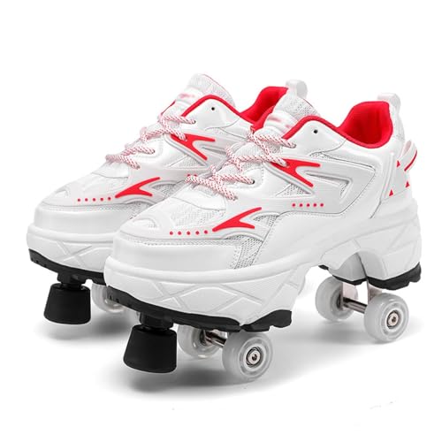 Girls' Roller Skates with Wheels, Children's Roller Skates, Adjustable Kick Wheels Trainers, Outdoor Fun and Adventure, Birthday Gift,Red-34 von GRFIT