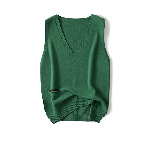 GRGFG Strickweste,Damen Strickpullover Weste Casual Lose Einfarbig Kaschmir Ärmelloser Pullover Pullover V-Ausschnitt Preppy Style Vintage Stilvolle Herbst Winter Mädchen Ärmelloses Tank Top,Kamel,L von GRGFG