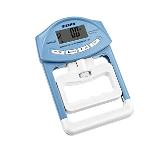 Digitaler Handdynamometer Griffstärke-Messgerät Automatische Erfassung der elektronischen Griffkraft 198 lbs / 90 kg, Blau von GRIPX