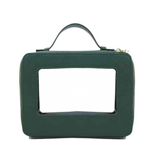 Kosmetiktasche Bunter tragbarer Kosmetikkoffer-Reise-transparenter Make-upbeutel PVC-Kosmetiktasche TPU-Waschbeutel Make Up Bag (Color : 5768 Dark Green, Size : 21X6X16CM) von GSCLZ