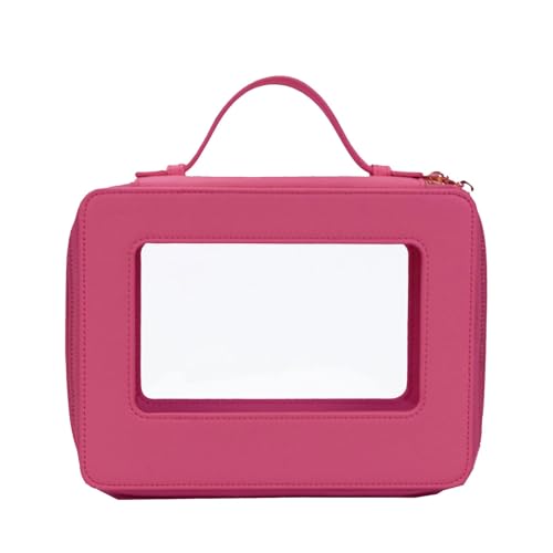 Kosmetiktasche Bunter tragbarer Kosmetikkoffer-Reise-transparenter Make-upbeutel PVC-Kosmetiktasche TPU-Waschbeutel Make Up Bag (Color : 5768 Rose pink, Size : 21X6X16CM) von GSCLZ