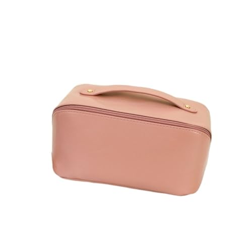 Kosmetiktasche Personalisierte PU-Kosmetik-Toilettenartikel-Aufbewahrungstasche Stickerei Große Partitionsaufbewahrungs-Kosmetiktasche Make Up Bag (Color : Pink) von GSCLZ