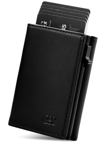 GSG Schlanke Brieftaschen für Herren, RFID-blockierende Ledergeldbörse mit Geldklammer, minimalistisches Kreditkartenetui mit Ausweisfenster und 11 Fächern, Taschengeldbörse mit Geschenkbox, von GSG