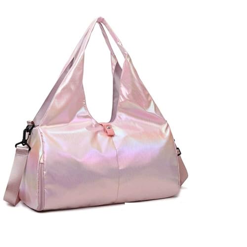 Reise Seesack Women Gym Satchel Bag Large Capacity Pearlescent Sports Storage Bag Waterproof Multipocket Dry Wet Separation Outdoor Simple Bag für Herren, Dame, Camping, Wandern (Color : Pink) von GSJNHY