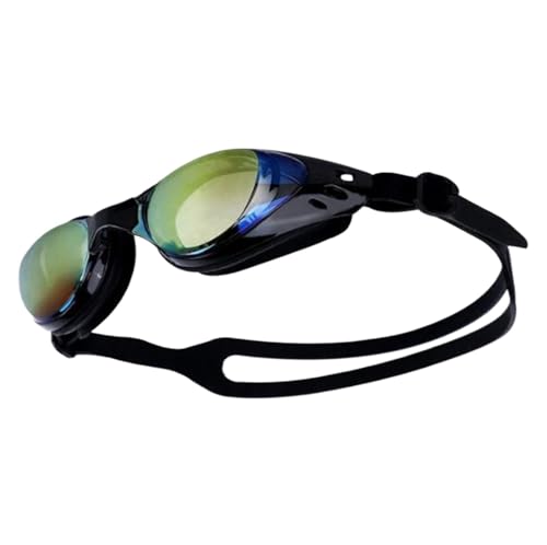 Schwimmbrille Professionelle Schwimmbrille Anti-Fog UV Einstellbare Beschichtung Männer Frauen Wasserdichte Silikon Tauchen Pool Brille Erwachsene Brillen ( Color : Plating black , Size : Adjustable ) von GSJNHY