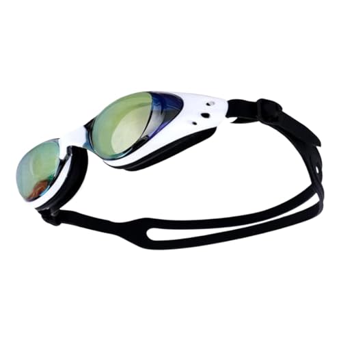 Schwimmbrille Professionelle Schwimmbrille Anti-Fog UV Einstellbare Beschichtung Männer Frauen Wasserdichte Silikon Tauchen Pool Brille Erwachsene Brillen ( Color : Plating black white , Size : Adjust von GSJNHY