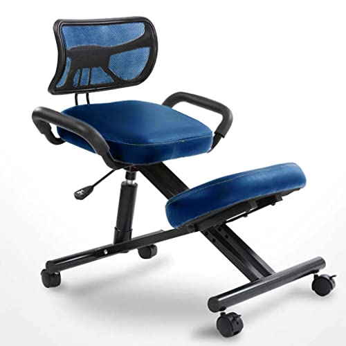 Ergonomischer Knie-Haltungsstuhl, multifunktionaler Lederstuhl, mit Rückenstütze, verstellbarer Hocker für das Heimbüro, zur Verbesserung und Korrektur der Körperhaltung (Farbe: Blau) independence von GSKXHDD