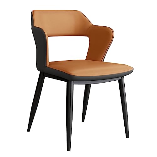 Esszimmerstuhl, Heimbüro-Schreibtischstühle, nordische moderne Heimhocker, Stühle, ergonomischer Bürostuhl, Esszimmer-Hotel-Rückenlehnenstühle, luxuriöse Lederstühle für Schlafzimmer (Farbe: Orange) von GSKXHDD