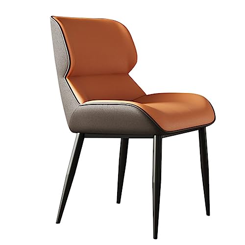Esszimmerstuhl, Heimhocker, Heimbüro-Schreibtischstühle, nordische moderne Stühle, ergonomischer Bürostuhl, Esszimmer-Hotel-Rückenlehnenstühle, luxuriöse Lederstühle für Schlafzimmer (Farbe: Orange) von GSKXHDD