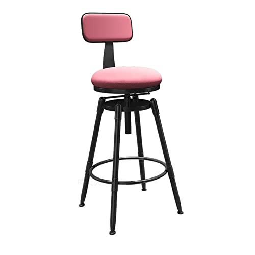 GSKXHDD Barhocker, Küchenhocker, hohe Barstühle mit Rückenlehne, Stahlrahmen, 70–85 cm Verstellbarer hoher Sitz, einfache Montage, Industriestil, 8-farbiges Samt-Sitzkissen (Farbe: Rosa) Independence von GSKXHDD