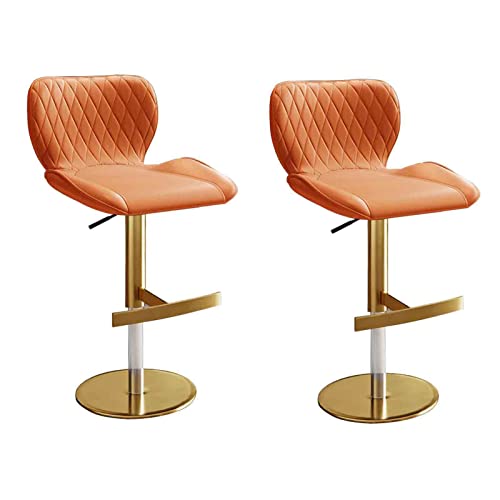 GSKXHDD Barhocker 2er-Set, ergonomische PU-Barhocker, höhenverstellbare Kücheninsel-Esszimmerstühle, 360° drehbarer Hochstuhl für Café, Bistro (Farbe: Orange) Independence von GSKXHDD
