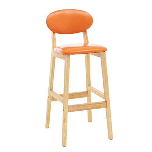 GSKXHDD Barhocker ZXIAOR- Massivholz-Barstuhl, Home Kitchen PU-Frühstückshocker, Stuhl mit 72 cm hoher Rückenlehne, skandinavischer Barstuhl, moderner Minimalist (Farbe: Orange) Independence von GSKXHDD