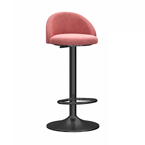 GSKXHDD Barstuhl, 360° drehbarer Sitz, hydraulischer Gas-Bar-Hocker, Frühstücksstuhl für die Küche zu Hause mit halber Rückenlehne, Samthocker für den Schönheitssalon (Größe: 45–60 cm, Farbe: Rosa) von GSKXHDD