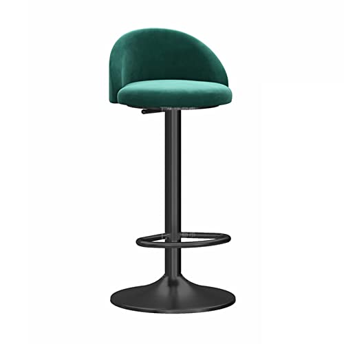 GSKXHDD Barstuhl, 360° drehbarer Sitz, hydraulischer Gas-Bar-Hocker, Frühstücksstuhl für die Küche zu Hause mit halber Rückenlehne, Samthocker für den Schönheitssalon (Größe: 65–80 cm, Farbe: Grün) von GSKXHDD