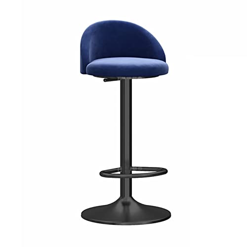 GSKXHDD Barstuhl, 360° drehbarer Sitz, hydraulischer Gas-Bar-Hocker, Frühstücksstuhl für die Küche zu Hause mit halber Rückenlehne, Samthocker für den Schönheitssalon (Größe: 65–80 cm, Farbe: Blau) von GSKXHDD