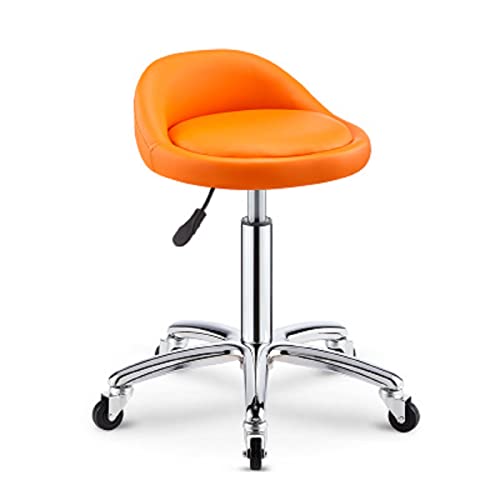 GSKXHDD Hocker ZXIAOR Büro-Rundstuhl, anhebbare Rückenlehne auf Rollen, 360° drehbar, höhenverstellbar, PU-Leder, Schönheitssalon-Barstuhl (Farbe: Orange) Independence von GSKXHDD