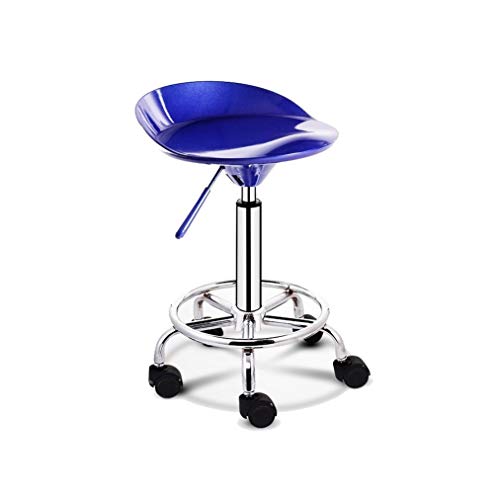 GSKXHDD Hocker auf Rädern, runder Rollhocker, robuster Salon-Massage-Drehhocker, Verstellbarer Rollhocker (blau), Vollmond Independence von GSKXHDD