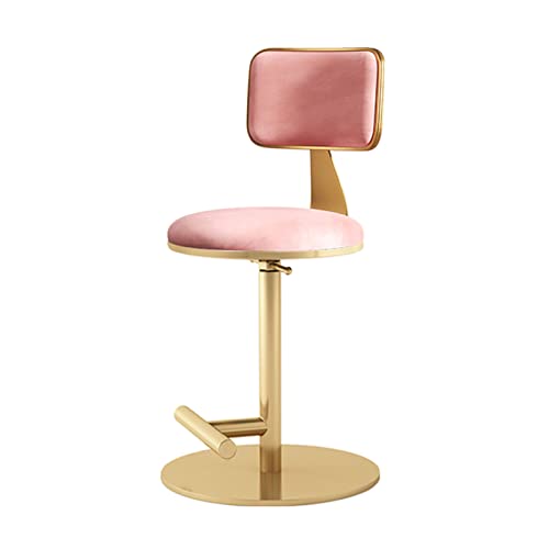 GSKXHDD Kitchen Counter Bar Stool,Velvet Seat,Height-Adjustable High Stool,Gold Metal Stool Legs,bar Lounge Coffee Chair,Breakfast Chair Lift(Size:45-60cm/17.7"-23.6",Color:pink) Independence von GSKXHDD