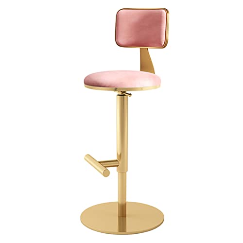 GSKXHDD Kitchen Counter Bar Stool,Velvet Seat,Height-Adjustable High Stool,Gold Metal Stool Legs,bar Lounge Coffee Chair,Breakfast Chair Lift(Size:65-80cm/25.6"-31.5",Color:pink) Independence von GSKXHDD