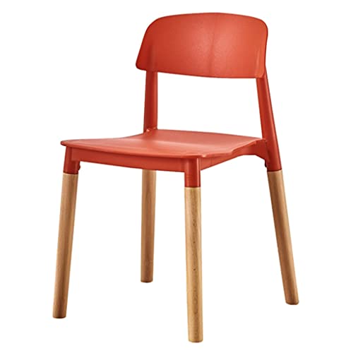 GSKXHDD Moderner Esszimmerstuhl aus Kunststoff, stapelbarer Kunststoffstuhl mit geformter Rückenlehne, armloser Beistellstuhl mit Buchenholzbeinen für Küche, Esszimmer und Wohnzimmer (Farbe: Orange) von GSKXHDD