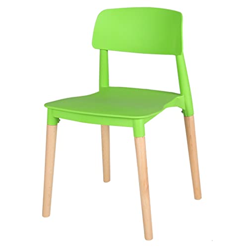 GSKXHDD Moderner Esszimmerstuhl aus Kunststoff, stapelbarer Kunststoffstuhl mit geformter Rückenlehne, armloser Beistellstuhl mit Buchenholzbeinen für Küche, Esszimmer und Wohnzimmer (Farbe: Grün) von GSKXHDD