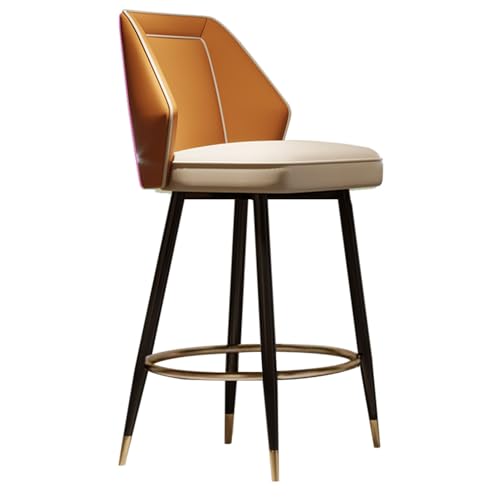 GSKXHDD Nordic Light Luxus-PU-Barhocker, um 360° drehbare Küchen-Esszimmerstühle, Banktheken-Hochstuhl, für Restaurants, Cafés, Bistros, Barhocker (Größe: 60 cm, Farbe: Orange) Independence von GSKXHDD