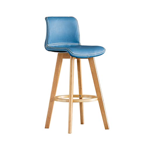 GSKXHDD Sitzhöhe 61/71/81 Barhocker, Home Kitchen Island Barhocker aus Holz, 360° drehbarer PU-Hochstuhl, für Restaurant, Bistro-Esszimmerstühle (Größe: 61 cm, Farbe: Blau) Independence von GSKXHDD
