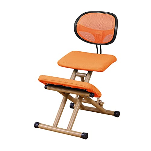 GSKXHDD Verstellbarer, ergonomischer Kniestuhl, Kippwippe und Balance-Sitz, Holzständer, höhen- und winkelverstellbarer Stuhl, verbessert und korrigiert die Körperhaltung (Farbe: Orange, Größe: von GSKXHDD