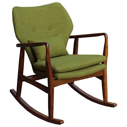 Mid-Century Stoffwippe, moderner kreativer Lazy-Stuhl aus Holz, Freizeit-Einzelsofa-Liegestuhl, Freizeit-Sessel mit Rückenlehne, für Wohnzimmer (Farbe: Grün, Größe: 93 x 60 x 81 cm) independence von GSKXHDD