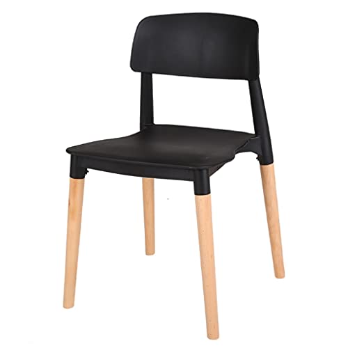 Moderner Esszimmerstuhl aus Kunststoff, stapelbarer Kunststoffstuhl mit geformter Rückenlehne, armloser Beistellstuhl mit Beinen aus Buchenholz für Küche, Esszimmer und Wohnzimmer (Farbe: /Schwarz) von GSKXHDD