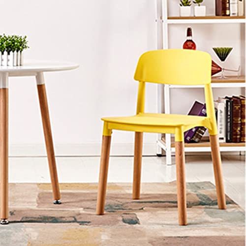 Moderner Esszimmerstuhl aus Kunststoff, stapelbarer Kunststoffstuhl mit geformter Rückenlehne, armloser Beistellstuhl mit Beinen aus Buchenholz für Küche, Esszimmer und Wohnzimmer (Farbe: Gelb) von GSKXHDD