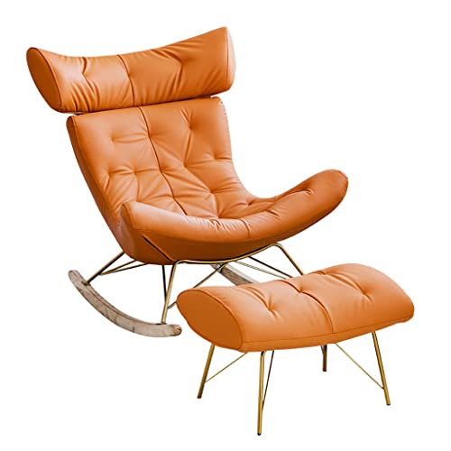 Moderner Stuhl aus der Mitte des Jahrhunderts, schneckenförmiger Wohnzimmer-Liegestuhl, Einzel-Liegestuhl für den Heimgebrauch, Lazy Susan-Balkon-Freizeit-Schaukelstuhl, mit einem bequemen Fußschemel von GSKXHDD