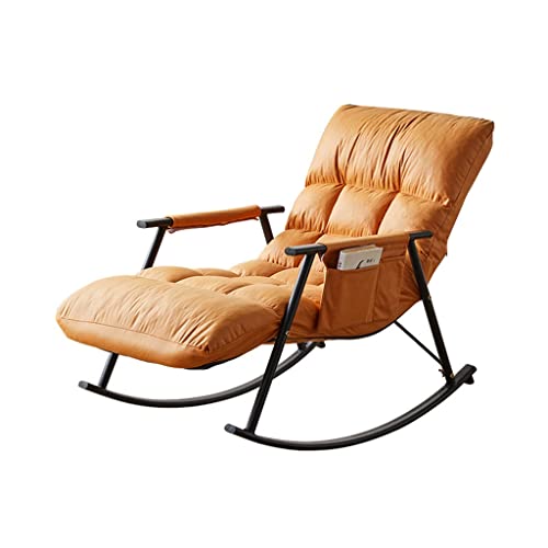 Modischer Schaukelstuhl, Liegestuhl, Lazy Rocker, mit Stoff gepolsterter Loungesessel, mit Sessel mit hoher Rückenlehne, drehbarer Osmanenstuhl aus Metall (Farbe: Orange, Größe: 96 * 60 * 140 cm) von GSKXHDD