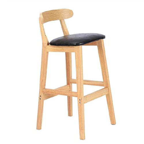 ZXIAOR- Barhocker/Frühstückshocker, Barstühle aus Holz für die Küche, Café, Bistro-Theke, Holzhocker in Holzfarbe, PU-Hocker, ergonomischer Stuhl mit Holzrückenlehne, mit Holzfußstütze (Größe: 72 cm, von GSKXHDD