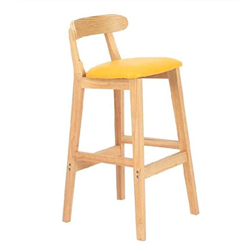 ZXIAOR- Barhocker/Frühstückshocker, Barstühle aus Holz für die Küche, Café, Bistrotheke, Holzhocker in Holzfarbe, PU-Hocker, ergonomischer Stuhl mit Holzrückenlehne, mit Holzfußstütze (Größe: 72 von GSKXHDD
