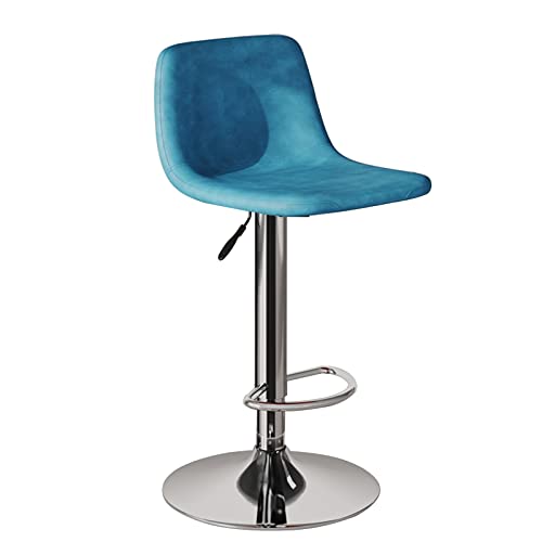 ZXIAOR- Vintage-Barhocker, ergonomischer Sitz, PU-Sitzfläche + verchromte Beine, höhenverstellbarer Barhocker, für Küchen, Barhocker, Barstühle, Frühstücksbarstuhl, maximal (Farbe: Blau) independence von GSKXHDD