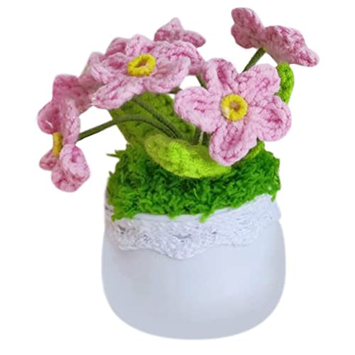 Mini Häkeln Topfpflanzen handgefertigte gestrickte Blumen Topf dekorative künstliche Blumen Desktop -Ornamente für Auto -Home -Büro -Gebrauch von GSZCCZS
