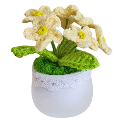 Mini Häkeln Topfpflanzen handgefertigte gestrickte Blumen Topf dekorative künstliche Blumen Desktop -Ornamente für Auto -Home -Büro -Gebrauch von GSZCCZS