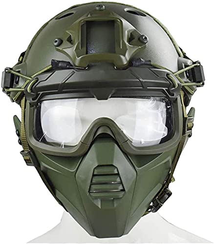 Taktischer PJ-Schutz Helm, Halber Gesichtsschutz und Geteilte 3D-Brille, Geeignet Für Paintball, CS-Spiele und Andere Outdoor-Aktivitäten von GUANBAILE