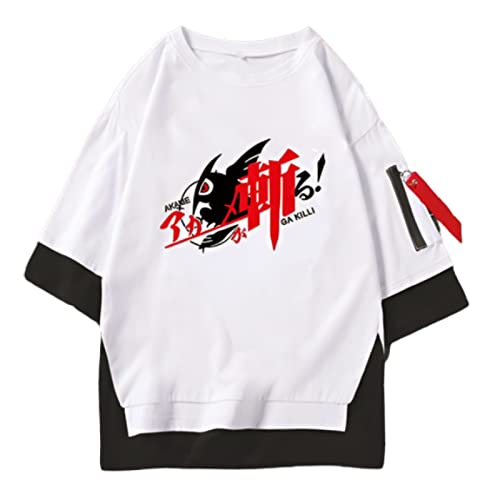 GUANGTAO Akame Ga Kill Anime Print T-Shirt Akame Baumwolle Herren Damen Rundhals Halbarm Lässiger Stil Getäfelte Kurze Ärmel Erhältlich In Schwarz Und Weiß 2 Farben Erhältlich In Den Größen S Bis 3XL von GUANGTAO
