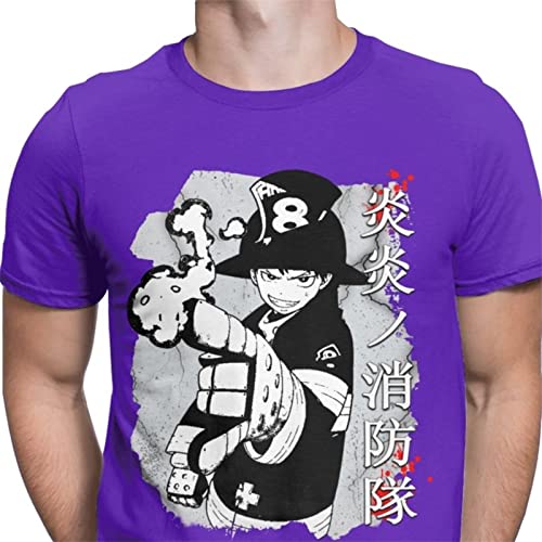GUANGTAO Fire Force Anime Character Print T-Shirt Für Paare, Rundhalsausschnitt, Kurzarm Shinra Kusakabe Baumwolle Halbe Ärmel Größen Xs Bis 3XL Erhältlich In Mehreren Farben von GUANGTAO