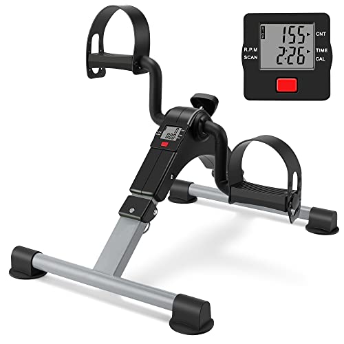 GUDNYCE Faltbarer Pedal-Heimtrainer, Mini-Heimtrainer, tragbar, mit LCD-Display, für Arme und Beine, Grau von GUDNYCE