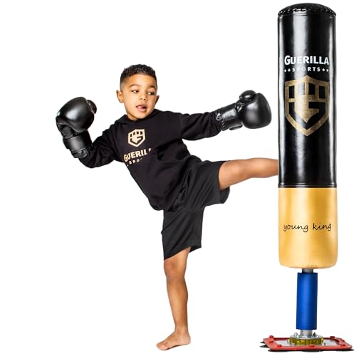 Guerilla Sports Standboxsack „Young King“ - Freistehender Boxsack mit Ständer - Robuster Punching-Sack mit Saugfuß für MMA, Boxen, Training - Für Kinder, von 4-13 Jahre von GUERILLA SPORTS
