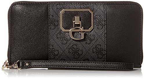 GUESS Damen Noelle Large Zip Around Wallet, Coal, One Size von GUESS