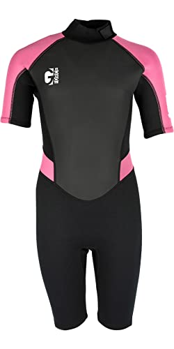 GUL Junior G-Force 3mm Back Zip Shorty Neoprenanzug - Schwarz Pink - Easy Stretch - Unisex von GUL