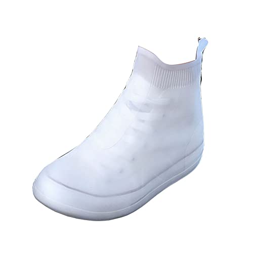 GUOCU Wasserdicht Transparent Überzug für Regenstiefel Verdickt Silikon-PVC Regenüberschuhe Tragbar Überschuhe Schuhe Schuhüberzieher für Schuhschutz WeißM von GUOCU