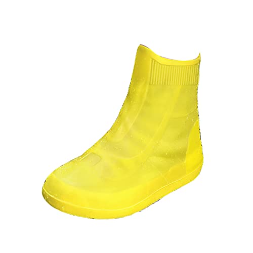 GUOCU Wasserdicht Transparent Überzug für Regenstiefel Verdickt Silikon-PVC Regenüberschuhe Tragbar Überschuhe Schuhe Schuhüberzieher für Schuhschutz gelbM von GUOCU