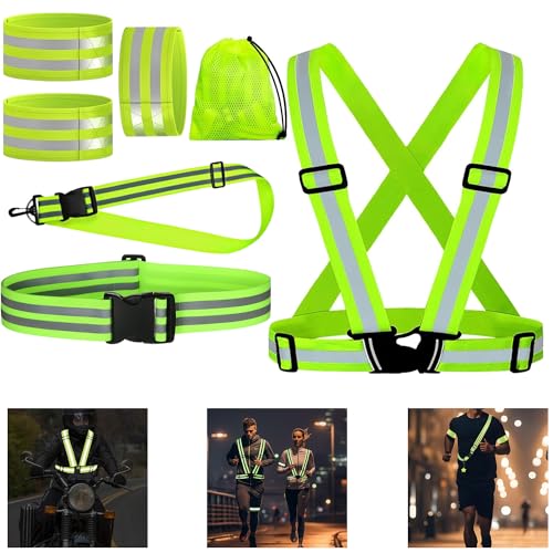 Reflektoren Kleidung Set Reflektorband Verstellbar Reflektoren Hosenklammer Fahrrad Mit Aufbewahrungstasche Reflektorbänder Für Joggen Laufen Running Fahrradfahren Hundewandern Outdoor Sports von GUOSIYAO